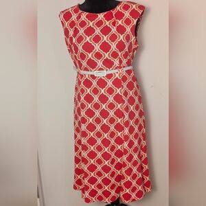 Shelby & Palmer Fit And Flare Mini Dress Belt Geometric Sleeveless Retro size 16